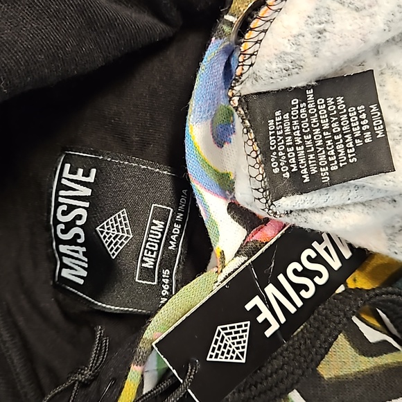 MASSIVE Y2K Abstract graffiti print hoodie kangaroo pocket NWT UNISEX vibrant - Picture 4 of 8